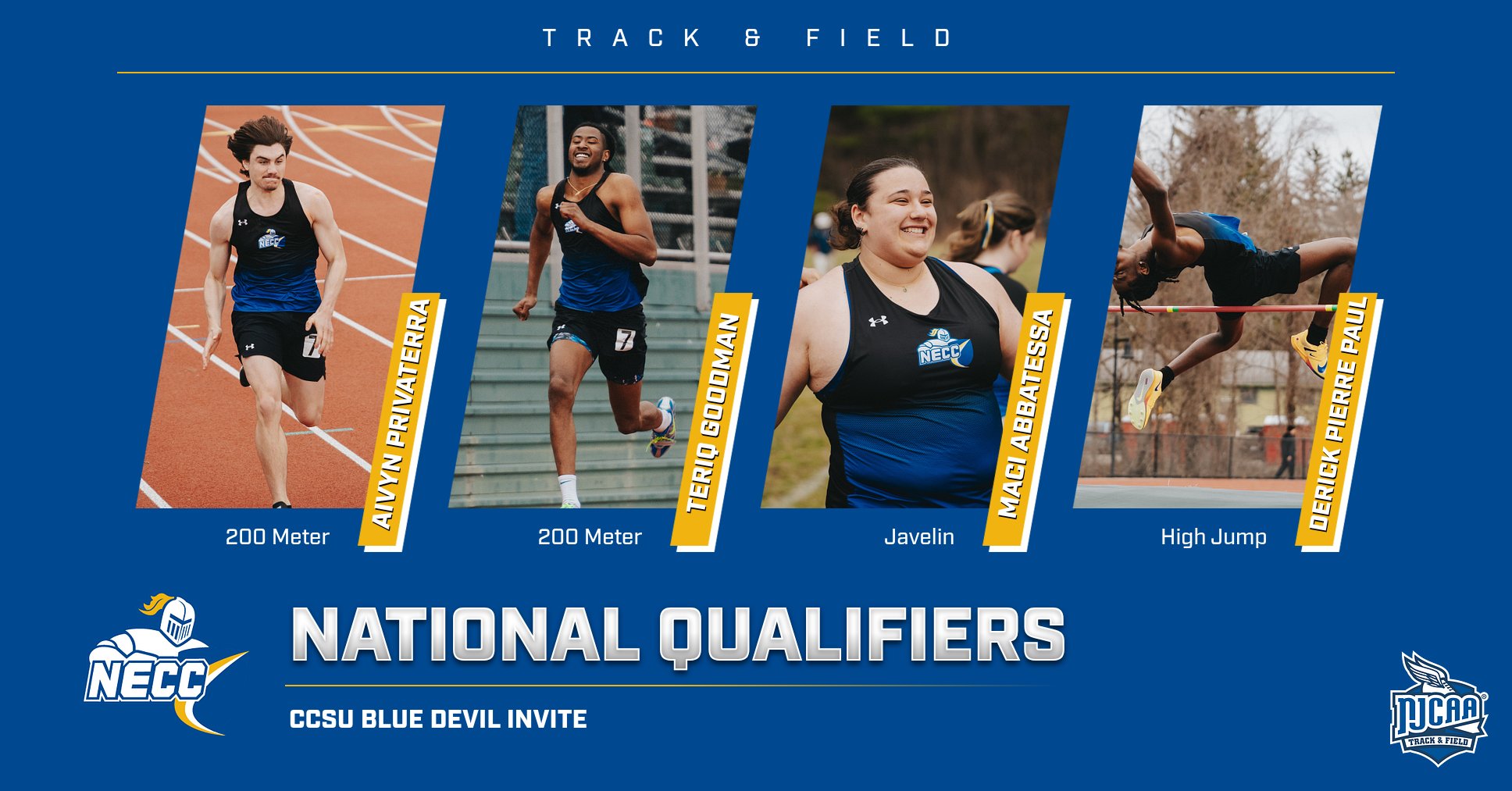 Knights hit four NJCAA Qualifying marks at CCSU Blue Devil Invite